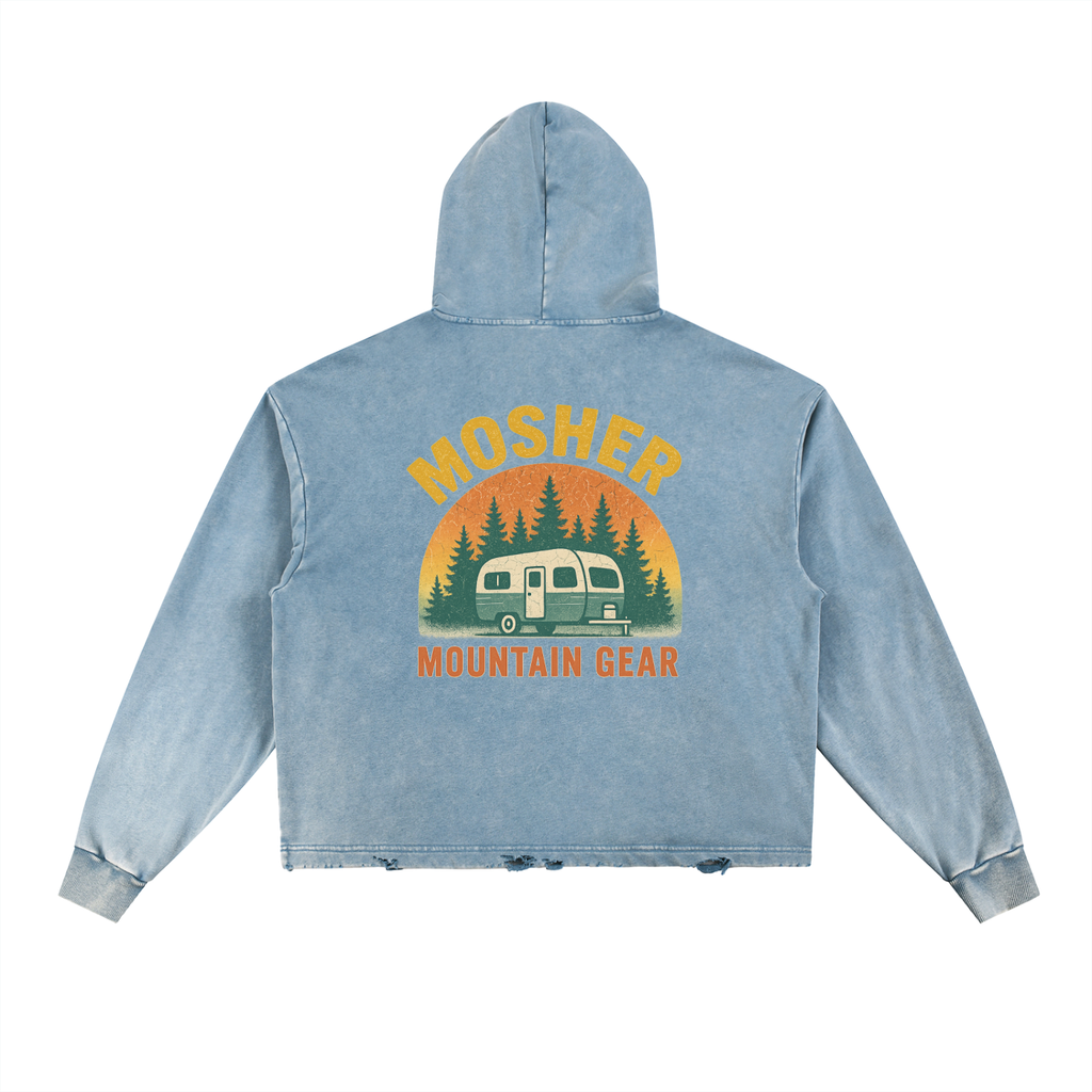 Vintage Washed Frayed-Hem Hoodie