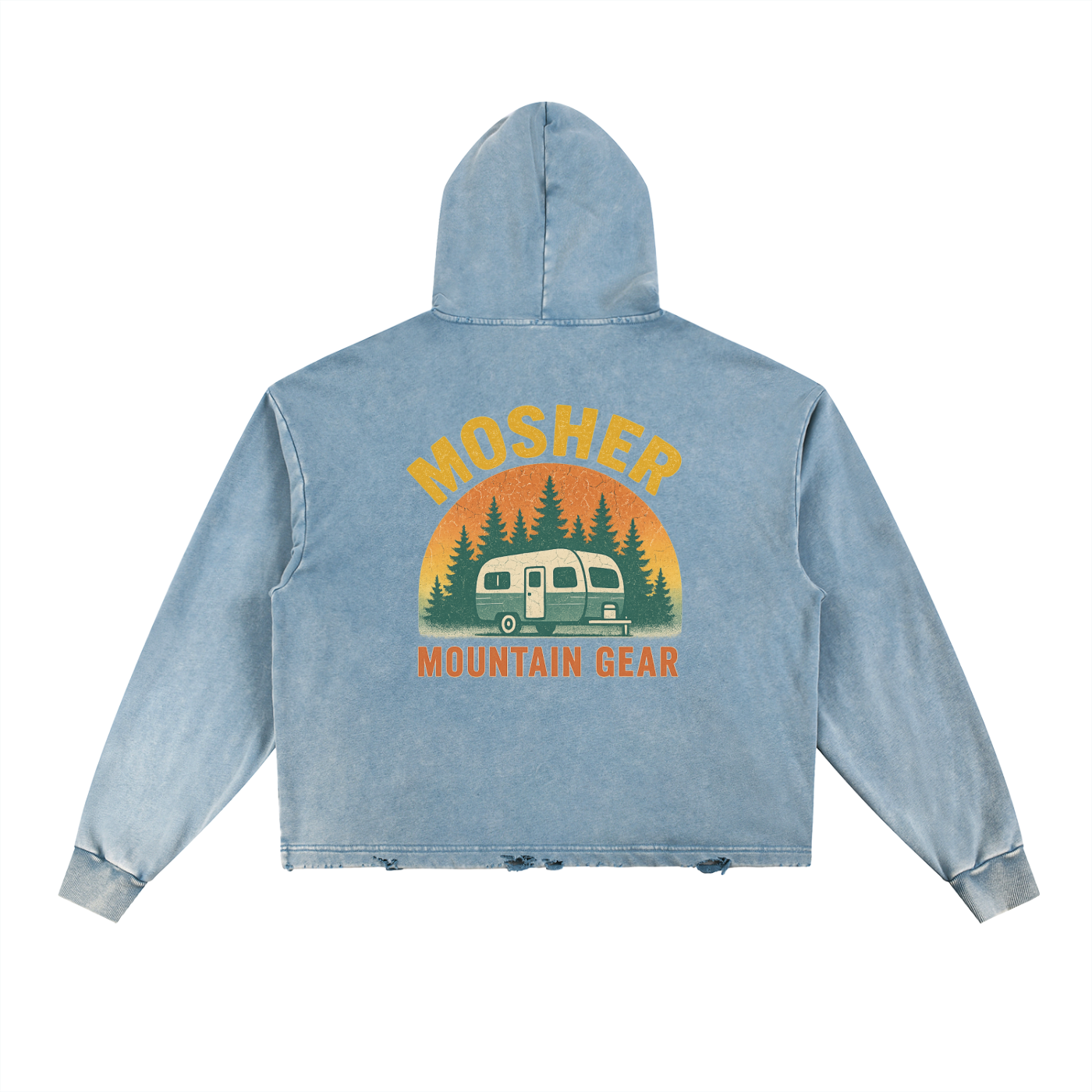 Vintage Washed Frayed-Hem Hoodie