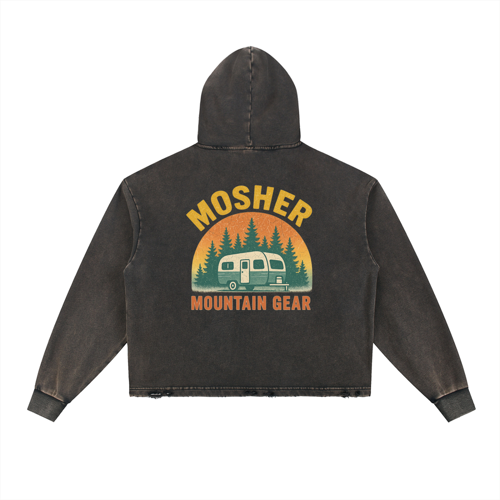 Vintage Washed Frayed-Hem Hoodie